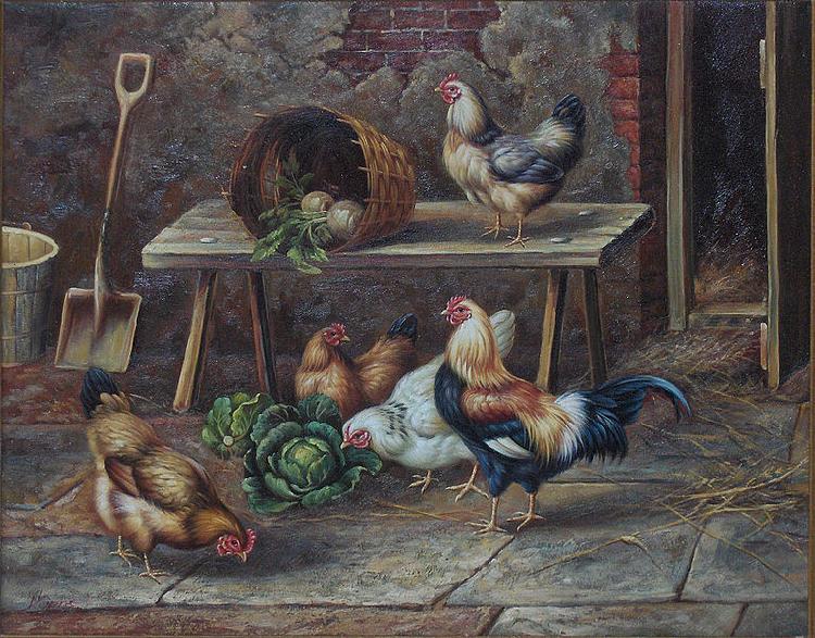 Jenny Hoppe The chicken family oil painting image